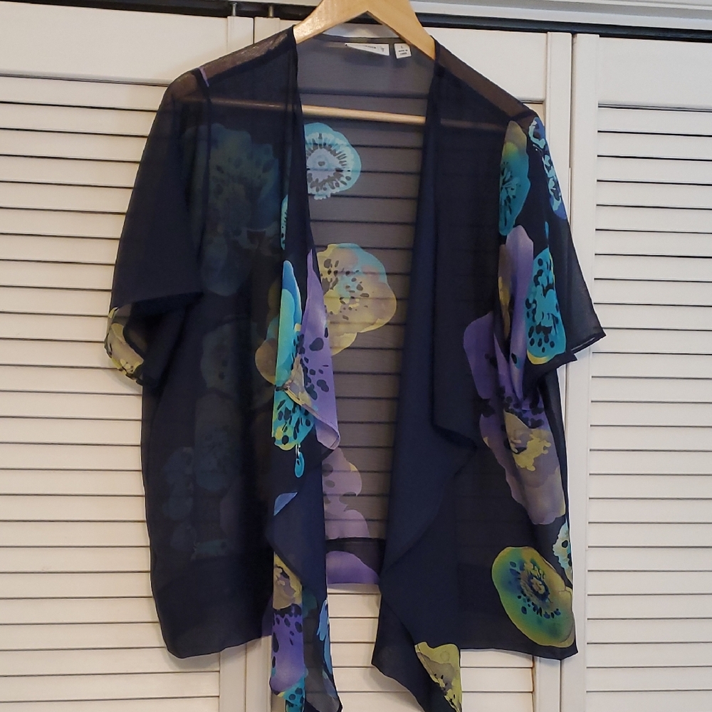 Susan Graver Gorgeous Sheer Kimono Top, Size Large